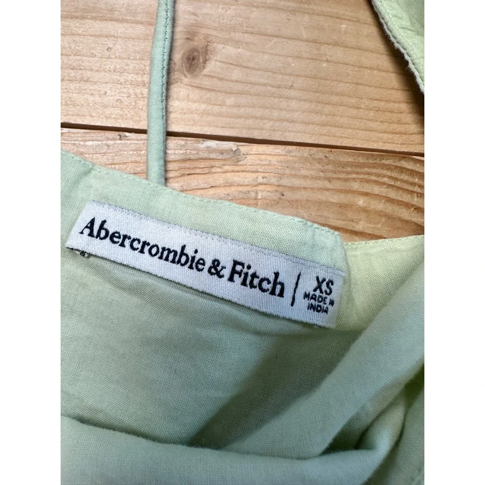 Abercrombie‎ & Fitch XS Green Puff Sleeve Square Neck Peplum Top Blouse